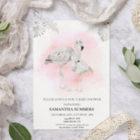 Tropical White Flamingo Baby Shower Boho 