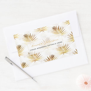 Tropical White Gold Palm Leaves Greenery Sticker