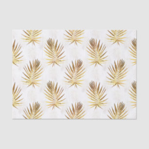 Tropical White Gold Palm Leaves Greenery Tissue Paper