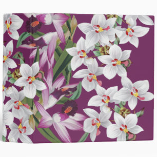 Tropical White Island Orchid Flowers Floral Binder
