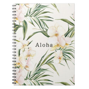 Tropical White Orchid Flowers Notebook
