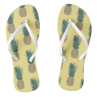 Tropical Whole Ripe Pineapples Painting FlipFlops