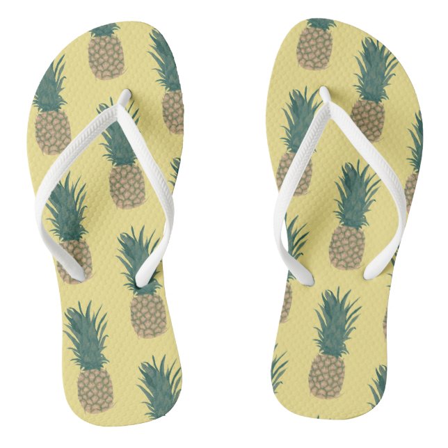Tropical Whole Ripe Pineapples Painting FlipFlops (Footbed)