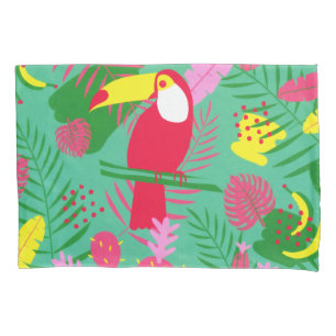 Tropical Wild Jungle Paradise Toucan Watercolor Pillowcase