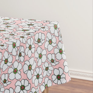 Tropical Wildflowers On Pink Tablecloth