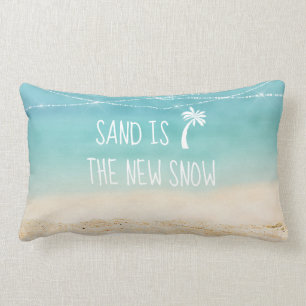 Tropical Winter Beach Sand is the New Snow Lumbar Pillow