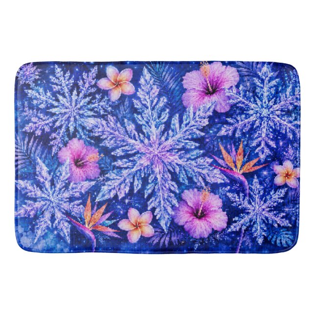 Tropical Winter Snowflakes Bath Mat (Front)