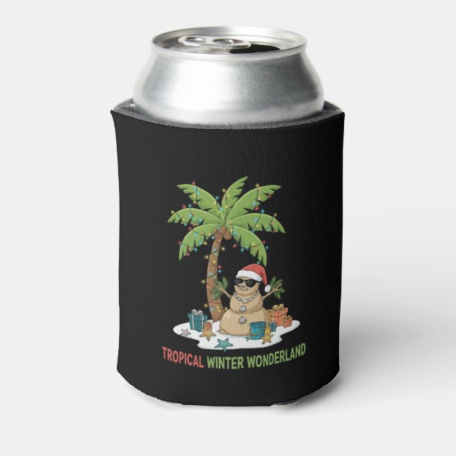 Tropical Winter Wonderland | Funny Christmas  Can Cooler (Can Back)