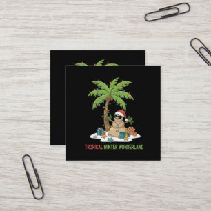 Tropical Winter Wonderland   Funny Christmas  Square Business Card