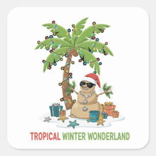 Tropical Winter Wonderland   Funny Christmas  Square Sticker