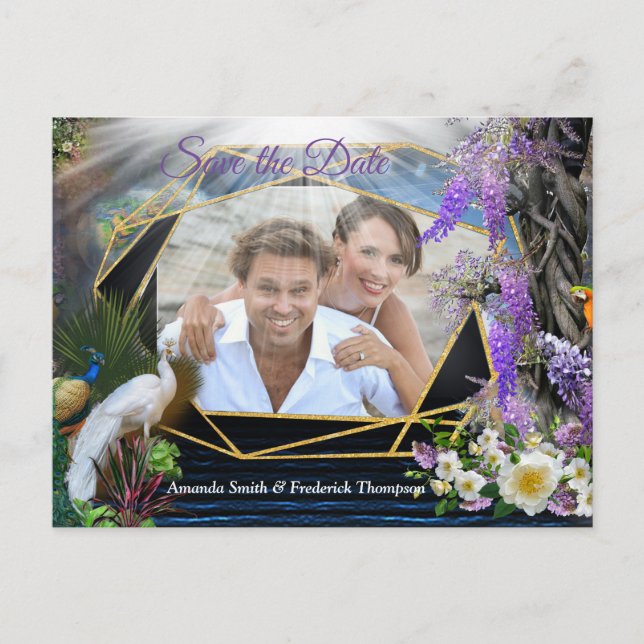 Tropical Wisteria Paradise at the Golden Palace Announcement Postcard (Front)