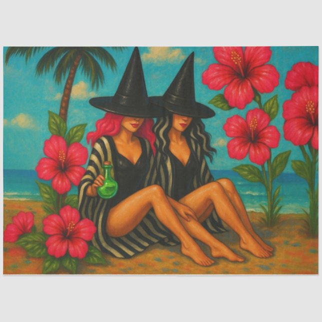 Tropical Witches Decoupage Paper – Beachy  (Front)