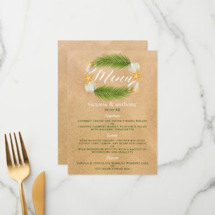 Tropical Wreath Sandy Beach Wedding Menu