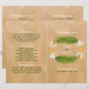 Tropical Wreath Sandy Beach Wedding Program