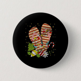 Tropical Xmas Summer Vacation Flip Flops Christmas 2 Inch Round Button