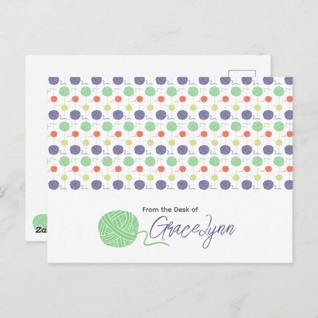 Tropical Yarn Ball String Pattern Postcard (Front/Back)