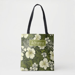 Tropical Yellow and Green Floral Tote Bag