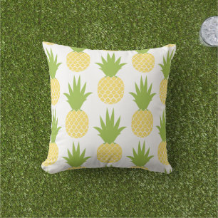 Tropical Yellow and Green Pineapple Pattern Throw Pillow