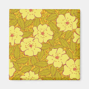 Tropical yellow Flowers Pattern Magnet