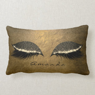 Tropical Yellow Foxier Gold Custom Glitter Makeup Lumbar Pillow