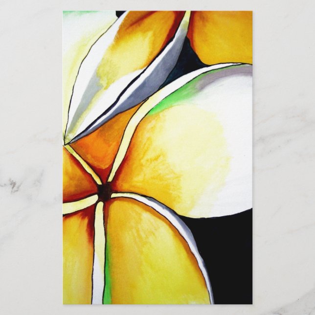Tropical Yellow Frangipani flower original art (Front)