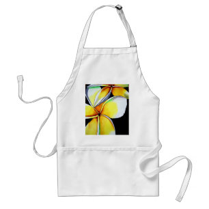 Tropical Yellow Frangipani flower original art Standard Apron
