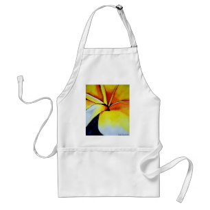 Tropical Yellow Frangipani flower original art Standard Apron