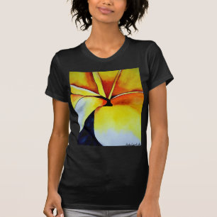 Tropical Yellow Frangipani flower original art T-Shirt
