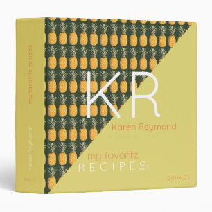 tropical yellow pineapple pattern recipe book chef binder