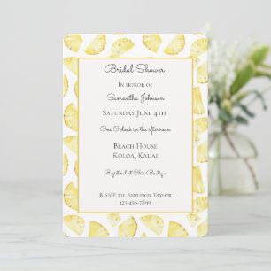 Tropical Yellow Pineapples Bridal Shower Invitation