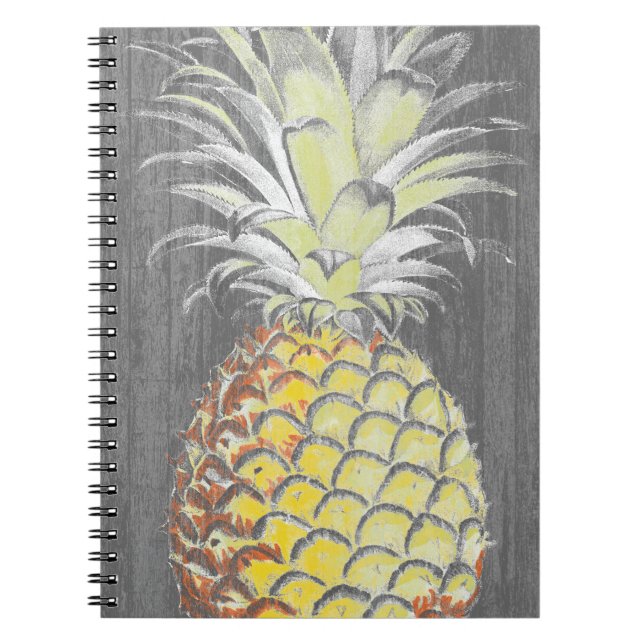 Tropical Yellow Pinneapple on Grey Notebook (Front)