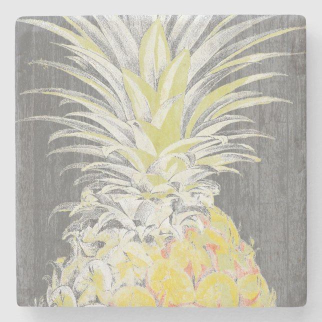Tropical Yellow Pinneapple Stone Coaster (Front)