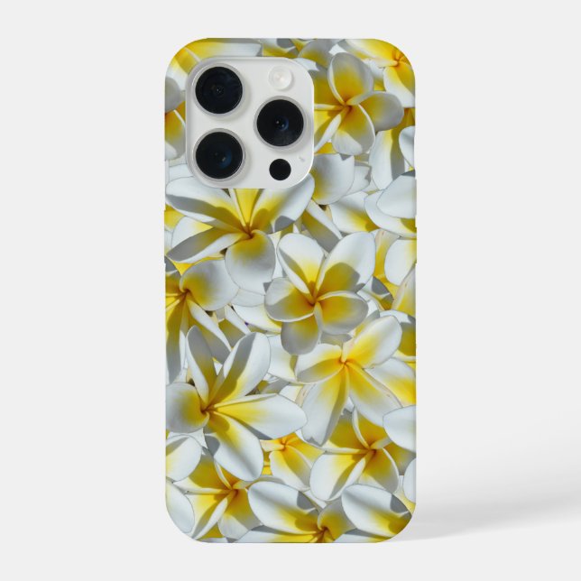 Tropical Yellow White Frangipanis, iPhone Case (Back)