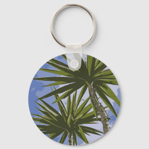 Tropical Yucca Palm Leaves Painting Effect Photo Keychain