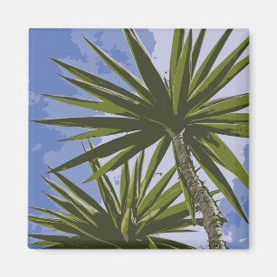 Tropical Yucca Palm Leaves Painting Effect Photo Magnet