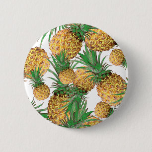 Tropical Yummy Pineapple Pattern 2 Inch Round Button