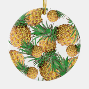 Tropical Yummy Pineapple Pattern Ceramic Ornament