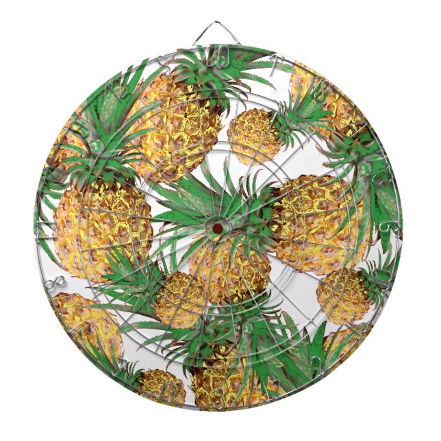 Tropical Yummy Pineapple Pattern Dartboard (Front)