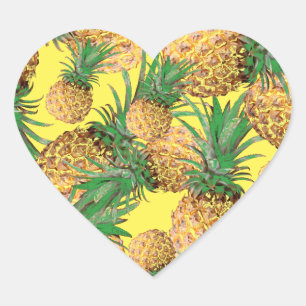 Tropical Yummy Pineapple Pattern Heart Sticker