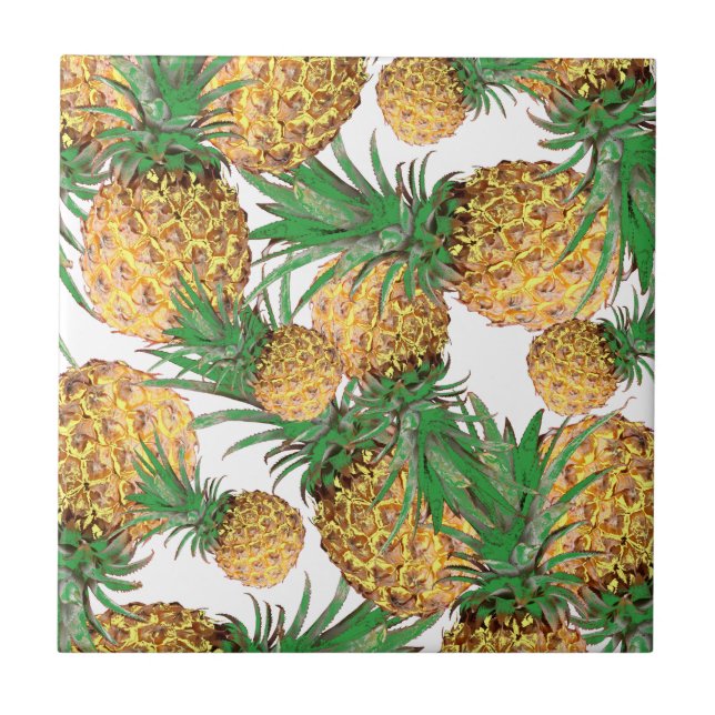 Tropical Yummy Pineapple Pattern Tile (Front)