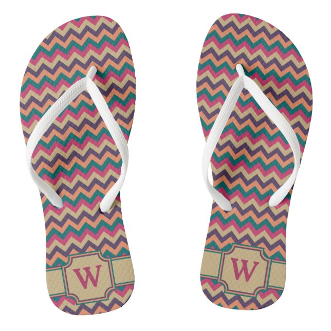 Tropical Zigzag Flip Flops (Footbed)
