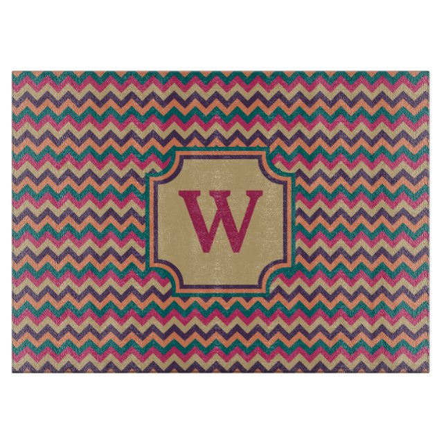 Tropical Zigzag Glass Cutting Board (Front)