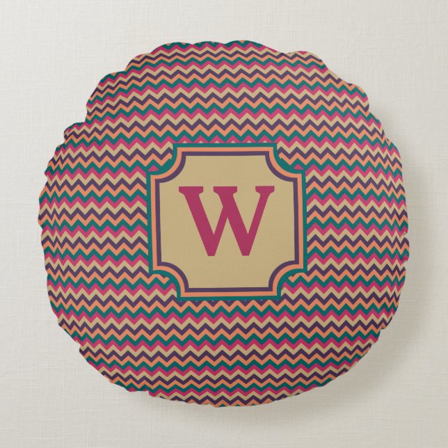 Tropical Zigzag Round Pillow (Front)