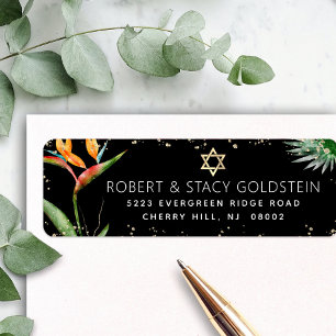 Tropicale Bat Mitzvah Noir Or Aquarelle Adresse