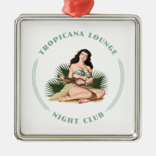 Tropicana Night Club 1 Tropicana Lounge Hula Girl Metal Ornament
