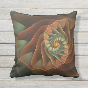 Tropicanna Orange and Green Abstract Spiral Throw Pillow