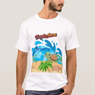 TropicAura Breathe Tropical Beach Turtle T-Shirt