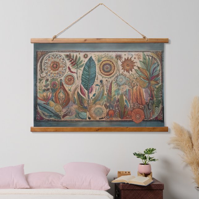 Tropicla Boho Art Panel Wall Hanging Tapestry (Bedroom)