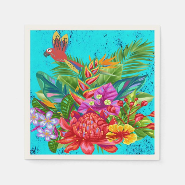 TropiColor Fusion Macaw & Floral Serenade Napkin (Front)