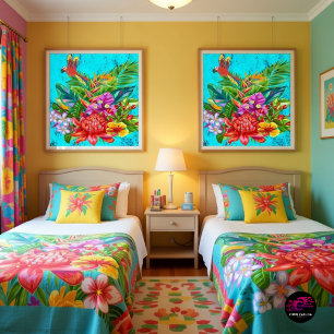 TropiColor Fusion Macaw & Floral Serenade Poster